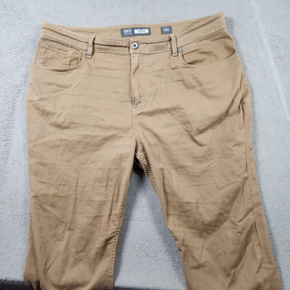 BKE Seth Straight Leg Khaki Pants Mens size 38x28 Tan Cotton Stretch Chino - Picture 4 of 12